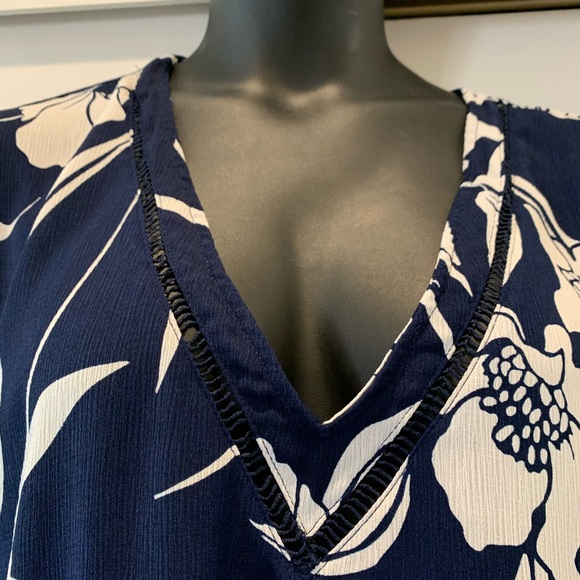 Kona Sol Floral Navy Swim Beach Cover-Up, size XL - Picture 4 of 9